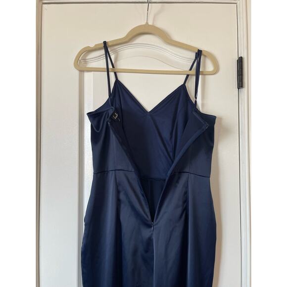 Lulus Touch Of Heaven Blue Satin 2 Pockets  jumpsuit Small - Picture 7 of 10